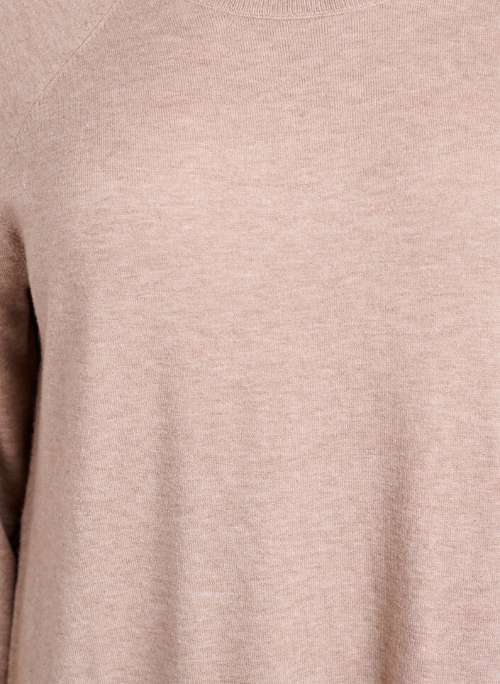 Kort strikkekjole med raglanermer, Beige, Packshot image number 2