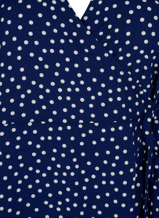 Omslagskjole med prikker og korte ermer, Navy Blazer Dot AOP, Packshot image number 2