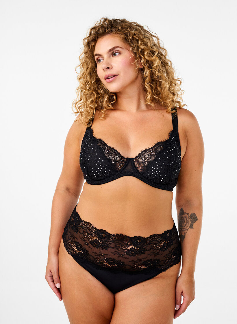 Full dekning BH med rhinestener, Black, Model