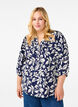 3/4-ermet bomullsbluse med trykk, Naval Academy Flower, Model image number 0