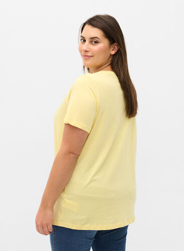 Kortermet T-skjorte i bomull med trykk, Pale Banana Shine, Model image number 1
