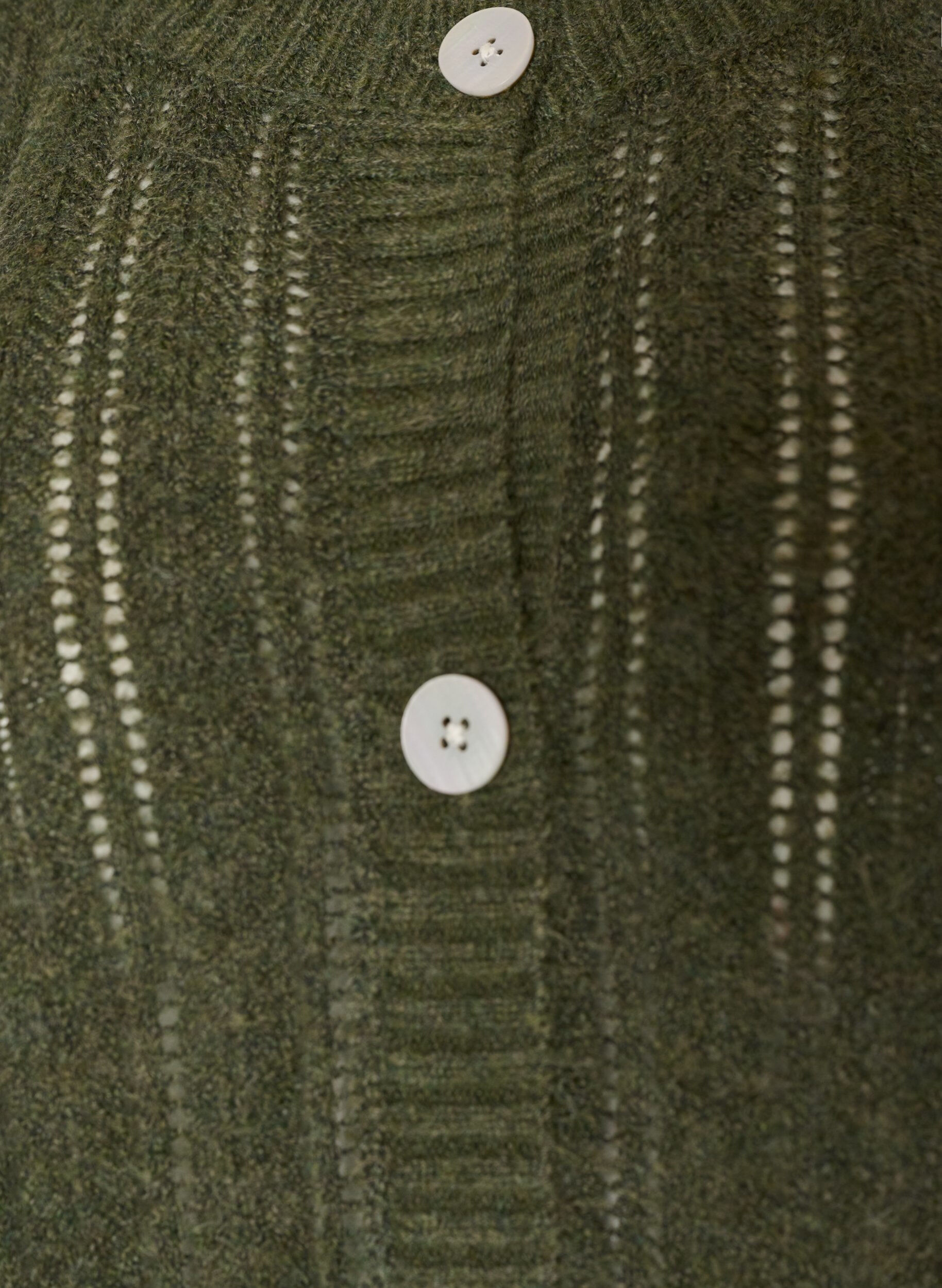 ZizziStrikket cardigan med hullm&oslash;nster, Gr&oslash;nn, Packshot image number 2