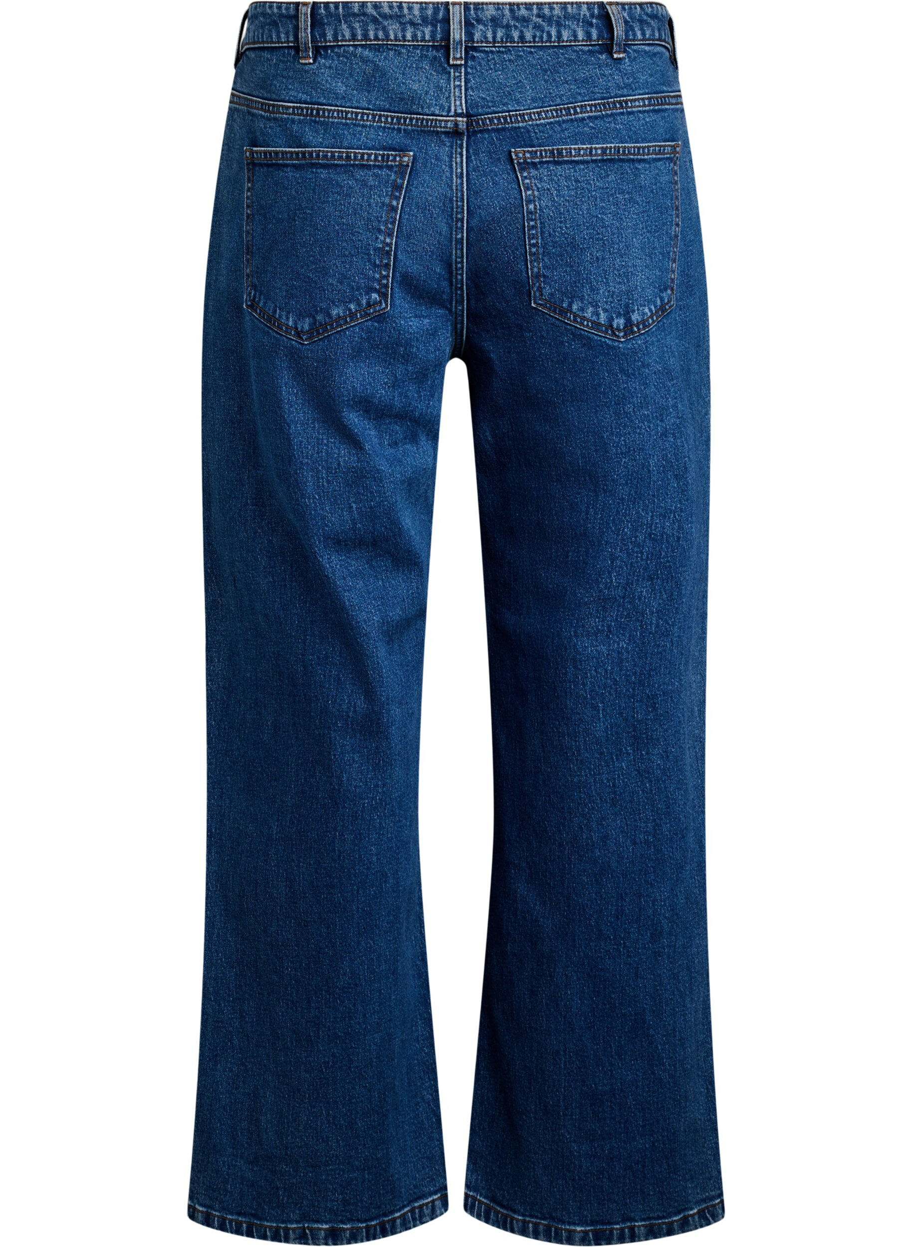 Zizzi Jeans med vide ben og h&oslash;y midje, Bl&aring;, Packshot image number 1