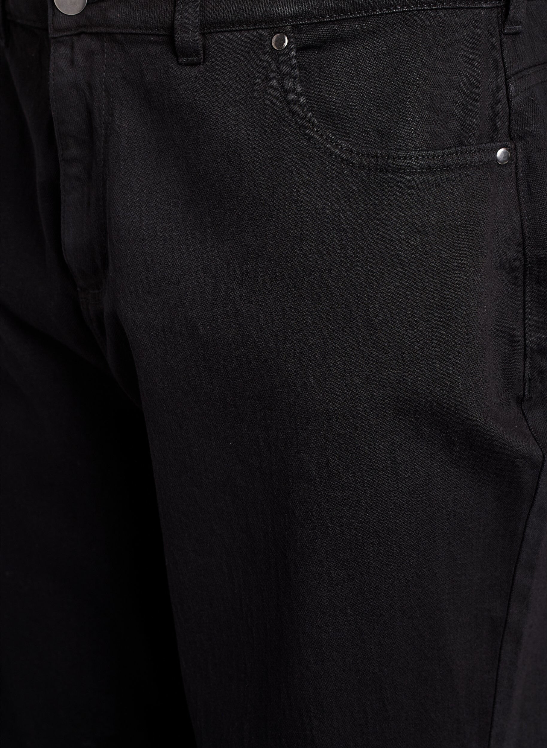 ZizziL&oslash;se jeans med avkortet lengde, Svart, Packshot image number 2