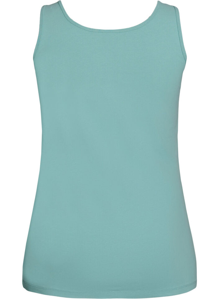 Ensfarget basic topp i bomull, Gr&oslash;nn, Packshot image number 1
