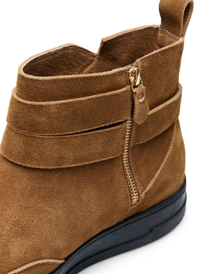 Lave støvler i semsket skinn med bred passform, Tobacco Brown, Packshot image number 4