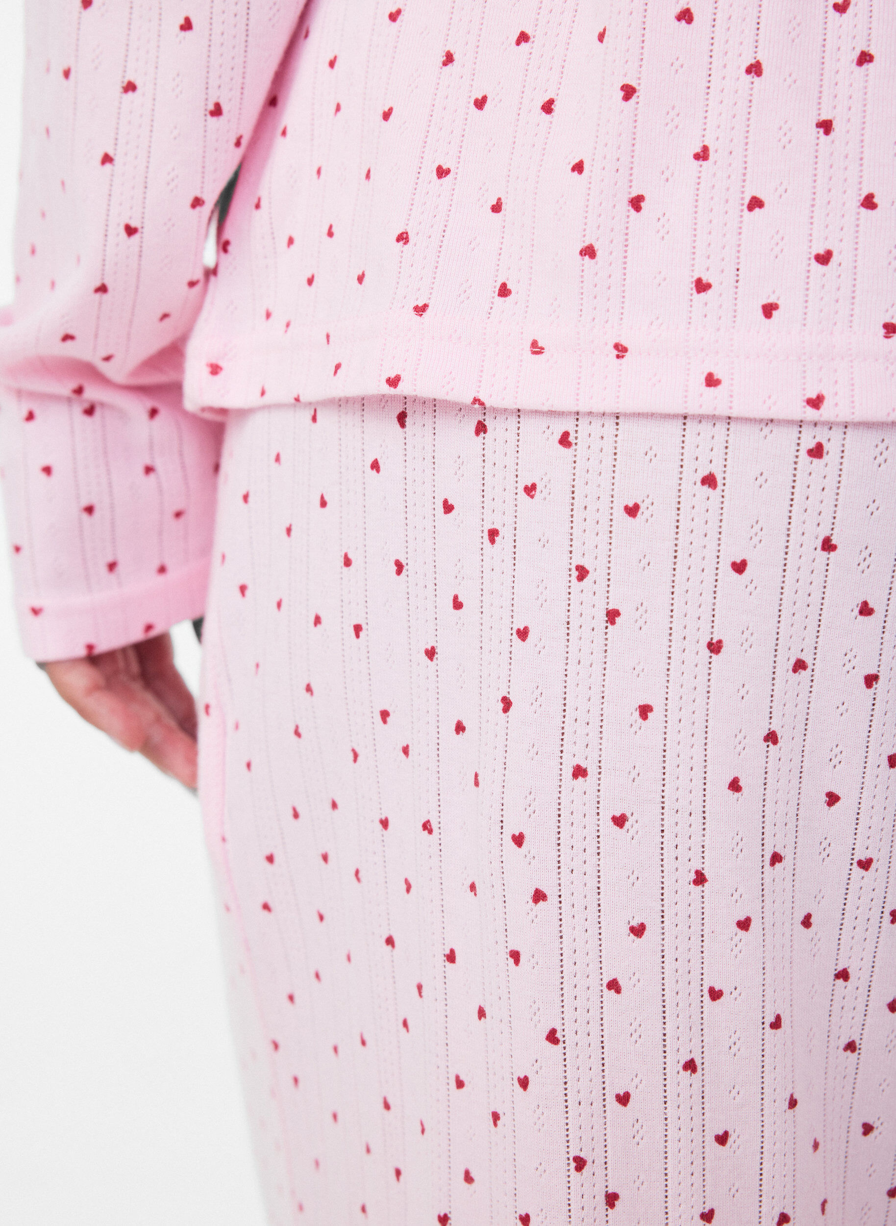 ZizziPyjamabukse i &oslash;kologisk bomull med hullbroderi, Rosa, Model image number 4