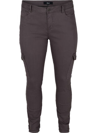 Tettsittende bukser med lommer, Grey, Packshot image number 0