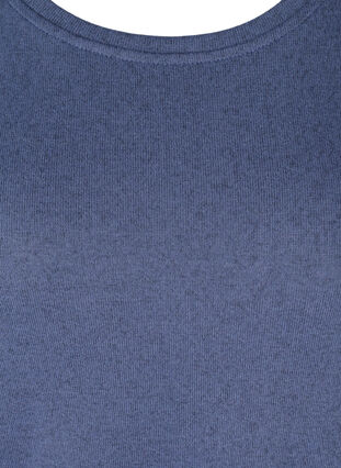 Bluse med 3/4-ermer og knapper, Crown Blue Melange, Packshot image number 2