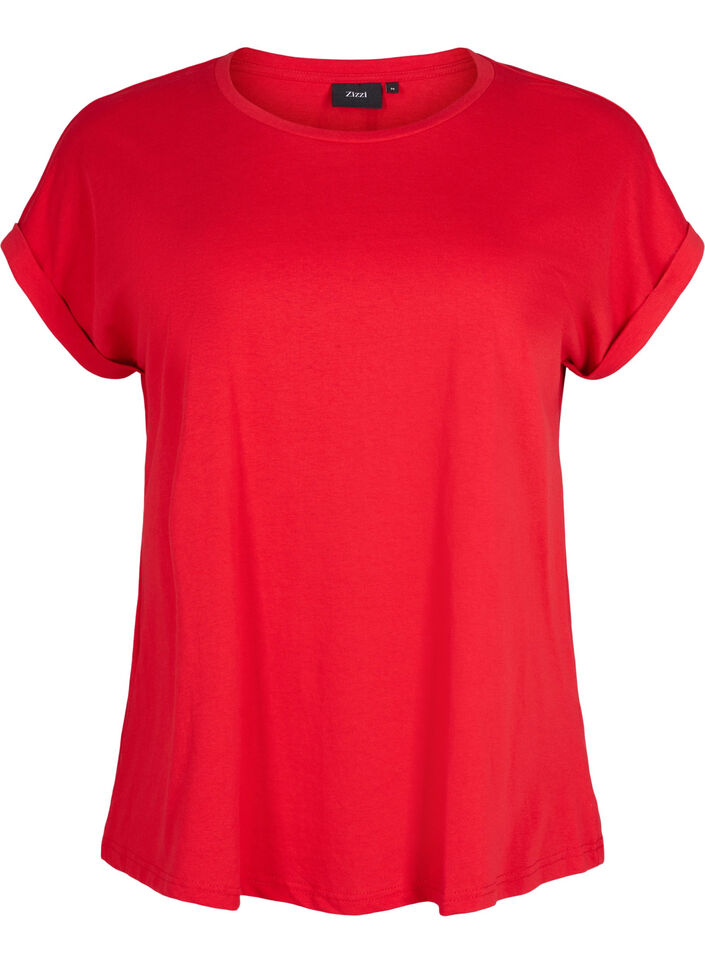 Kortermet T-skjorte i bomullsblanding, Tango Red, Packshot image number 0