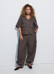 Bluse med ruter og brystlommer, Brun, Model image number 1