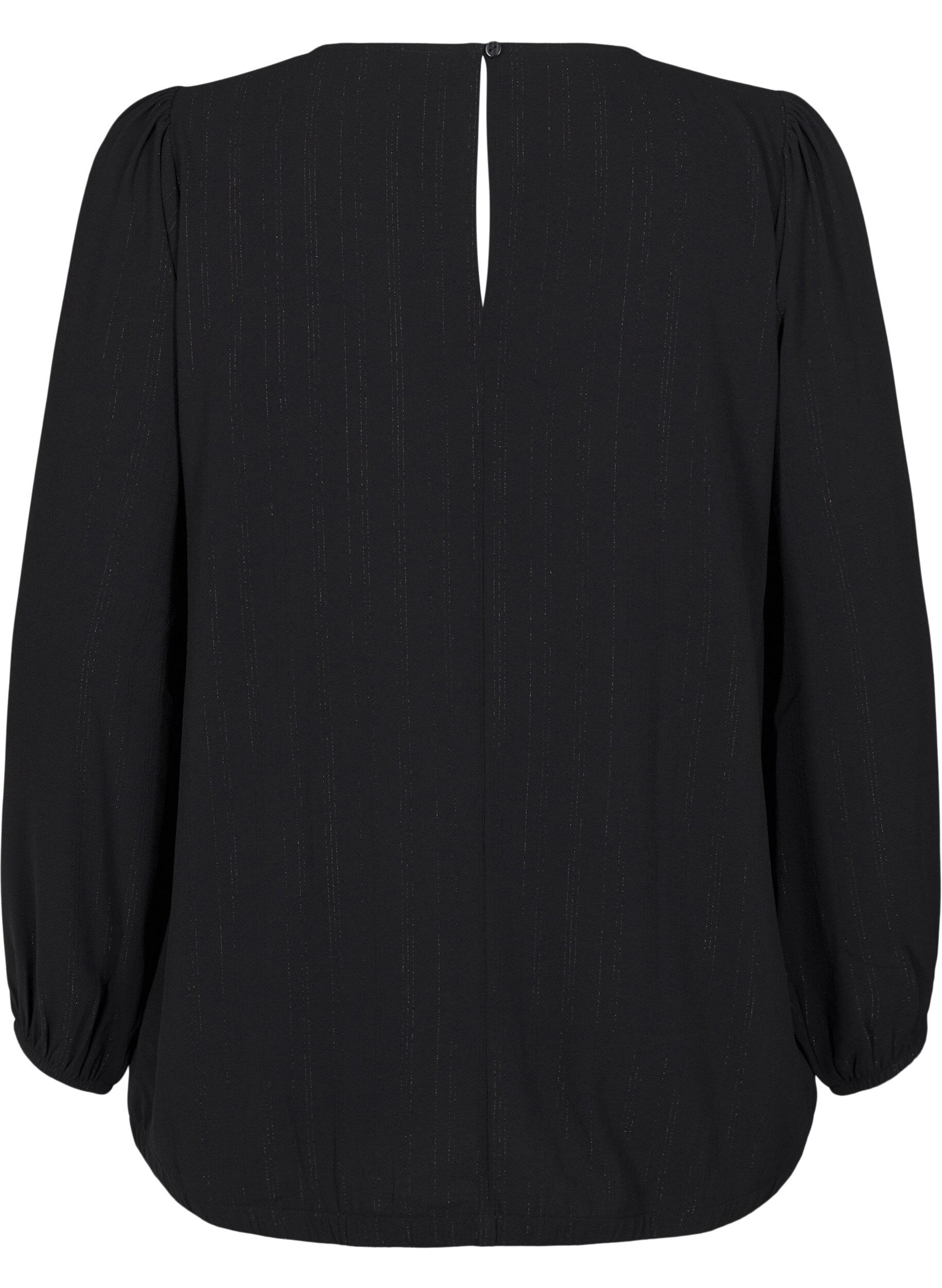 Zizzi Bluse med s&oslash;lvglitter, Svart, Packshot image number 1