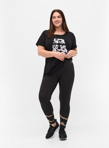 T-skjorte til trening med trykk, Black Big A, Model image number 2