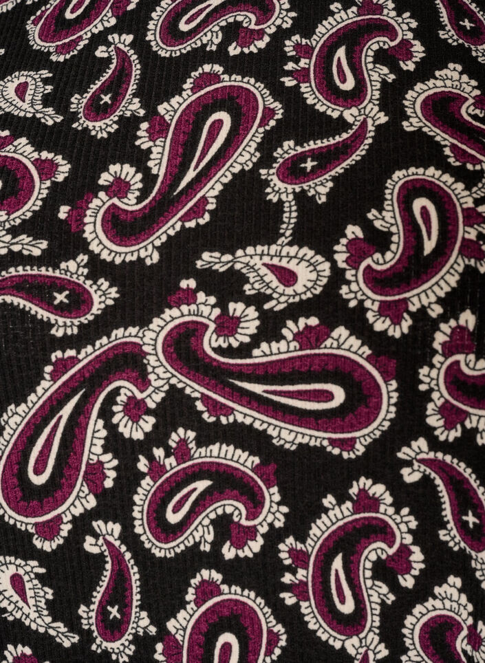 Bluse med lange ermer og paisleym&oslash;nster, M&oslash;rk Bordeaux, Packshot image number 2