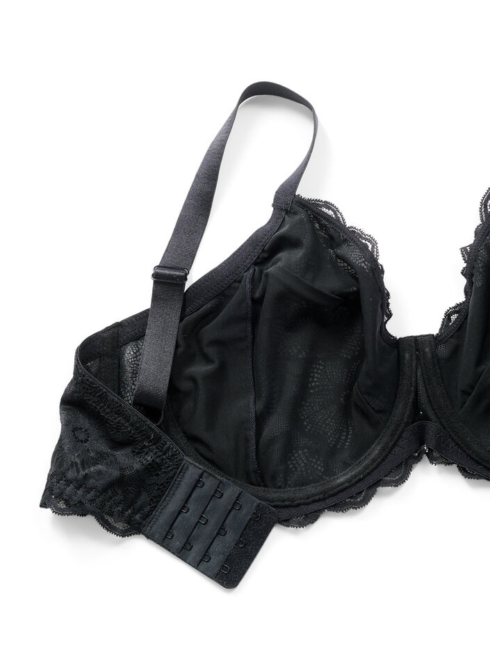 Heldekkende BH med blonder, Svart, Packshot image number 3