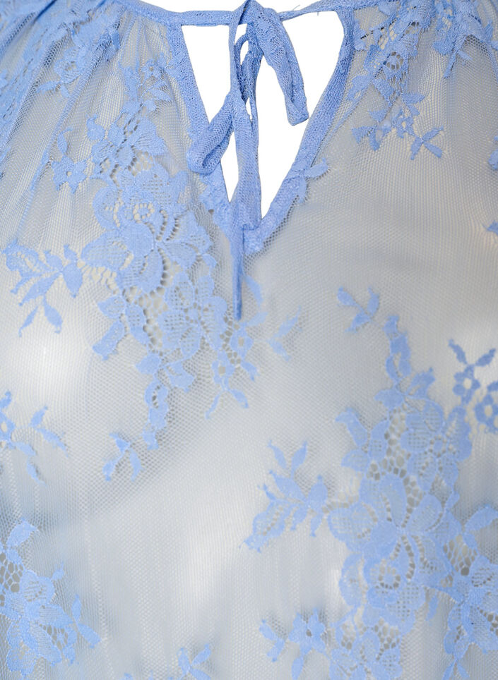 Kortermet bluse med blonder og knyting, Lilla, Packshot image number 2