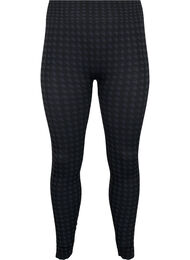 Sømløs leggings i houndstooth mønster, Black w. Dark Grey