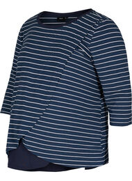 Stripete bluse til gravide med 3/4-ermer, Blue Stripe 