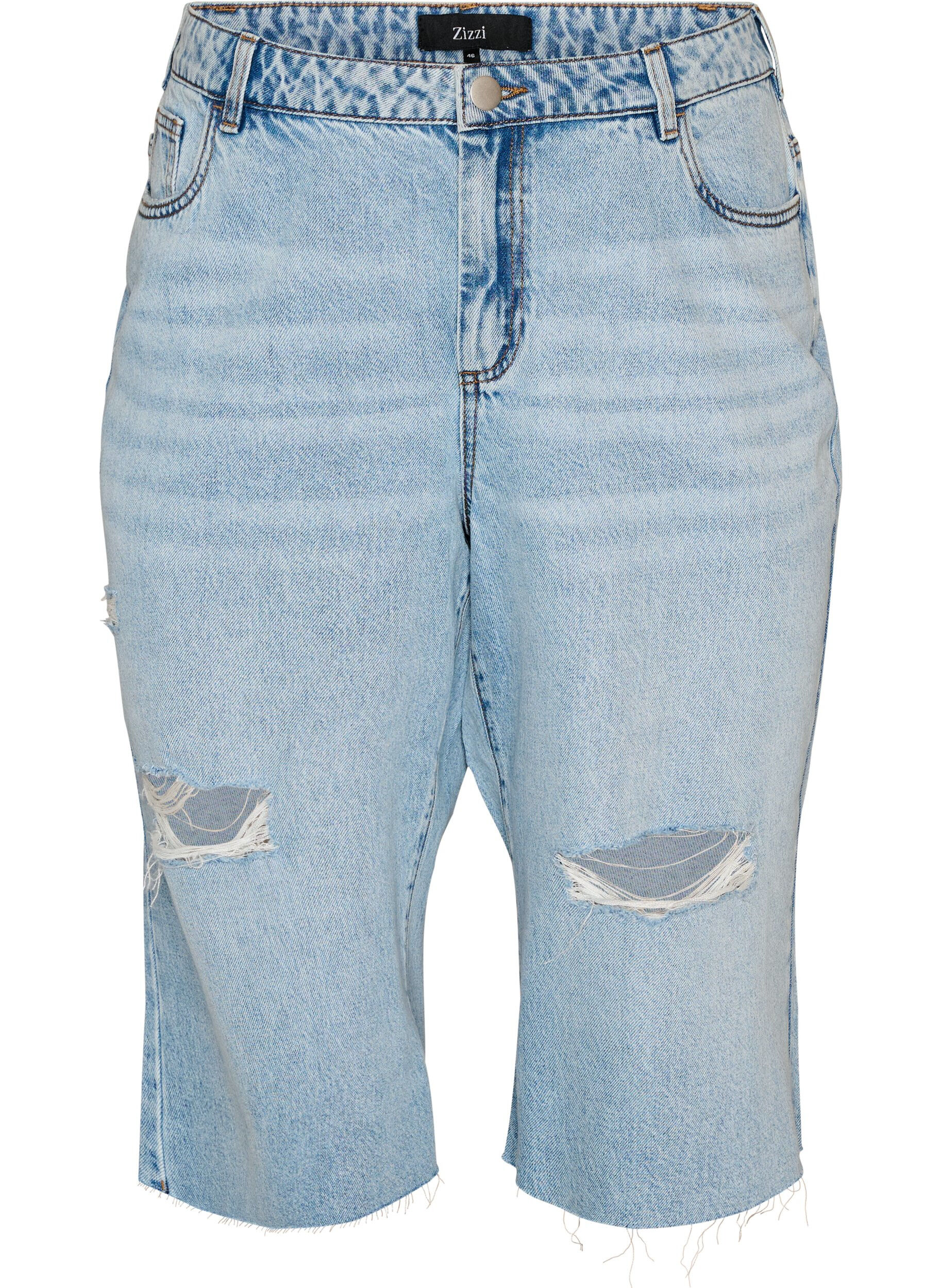 Cropped jeans med en avslappet stil og r&aring; kanter