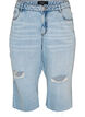 Cropped jeans med en avslappet stil og r&aring; kanter, Bl&aring;, Packshot image number 0