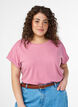 Kortermet t-skjorte i bomullsblanding, Rosa, Model image number 0