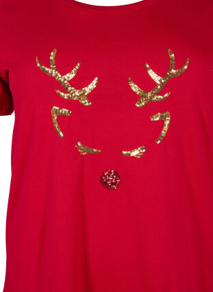 T-skjorte med julemotiv i bomull, Tango Red Reindeer, Packshot image number 2