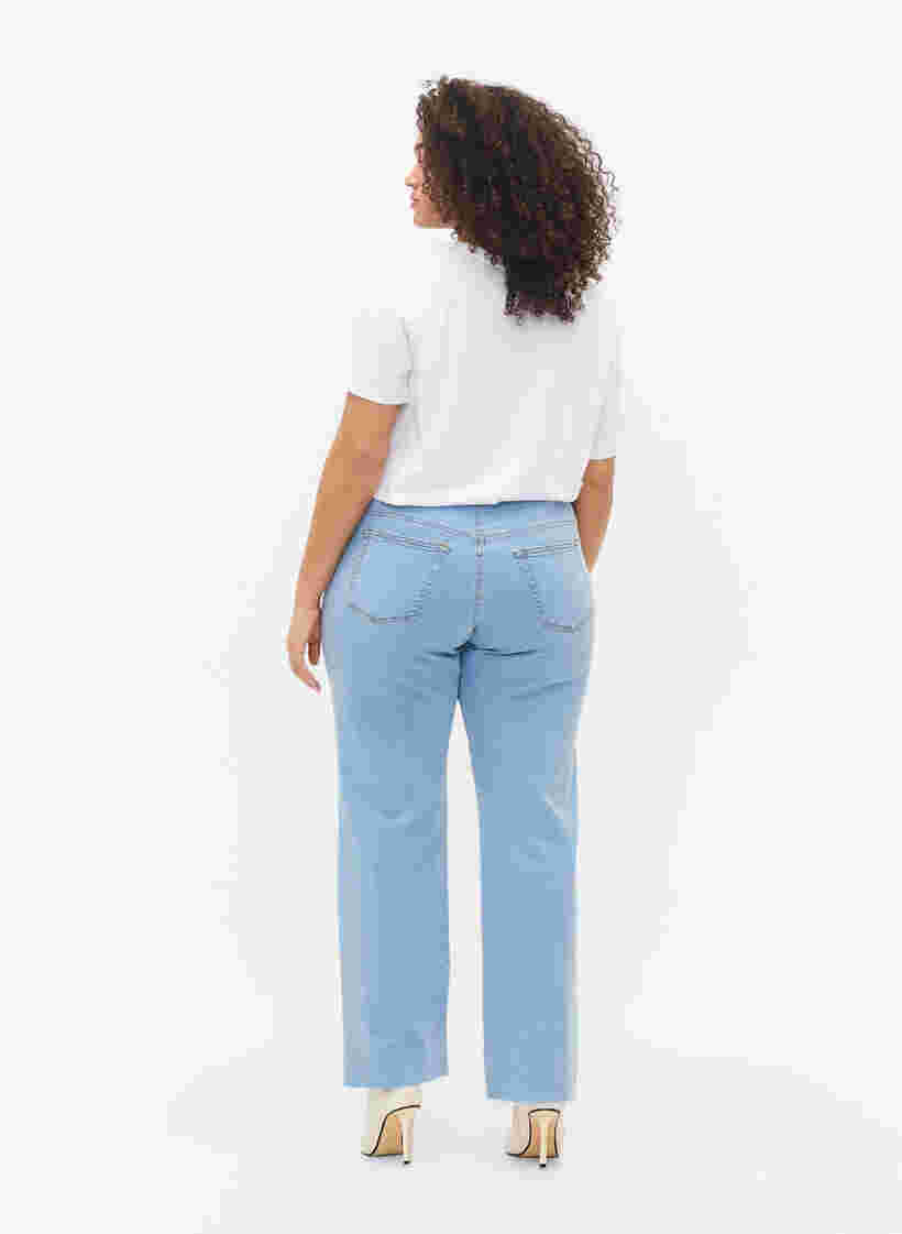 Gemma jeans med høyt liv og hull på kneet, Ex Lgt Blue, Model image number 1