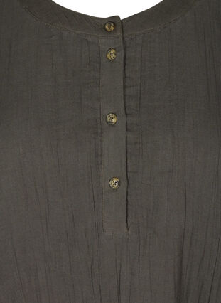 Bomullskjole med knapper og 3/4-ermer, Khaki As sample, Packshot image number 2