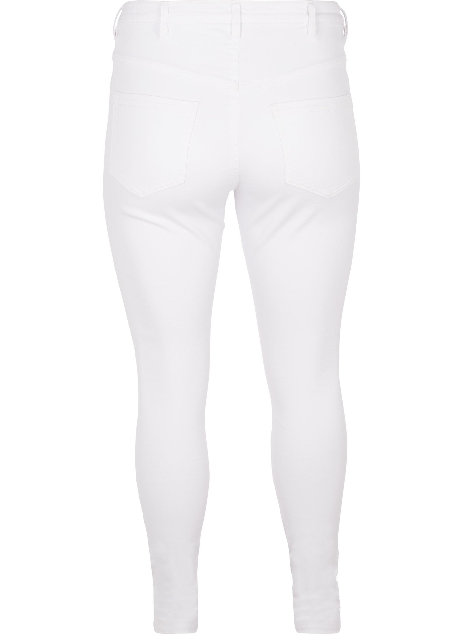 ZizziSuper slim Amy jeans med h&oslash;yt liv, White, Packshot image number 1
