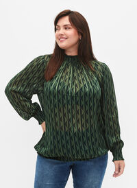 Mønstrete bluse med smock, Scarab AOP, Model