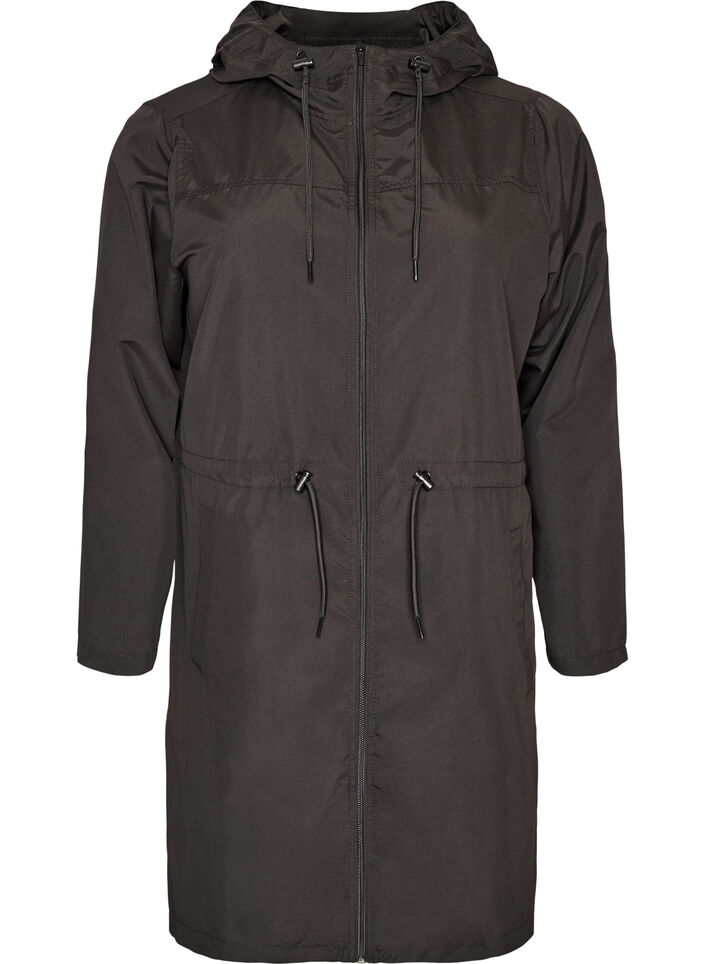 Lett parkas med hette, Svart, Packshot image number 0