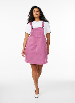 Zizzi Kort stripete snekkerkjole, Red Stripe, Model image number 2