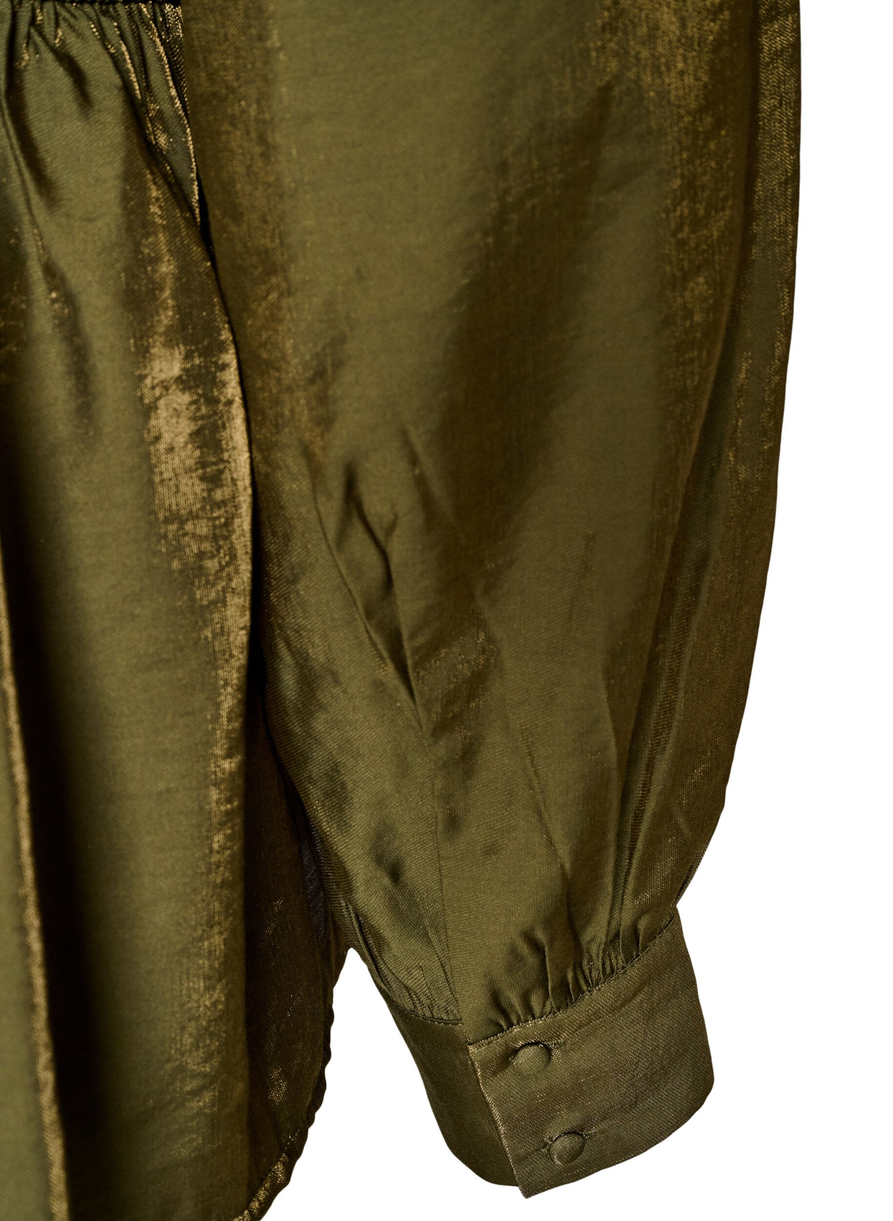 ZizziSkinnende viskosebluse med peplumeffekt, Gr&oslash;nn, Packshot image number 3
