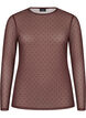 Mesh bluse med trykk, Brun, Packshot image number 0