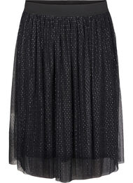 Skjørt i mesh med glitter, Black