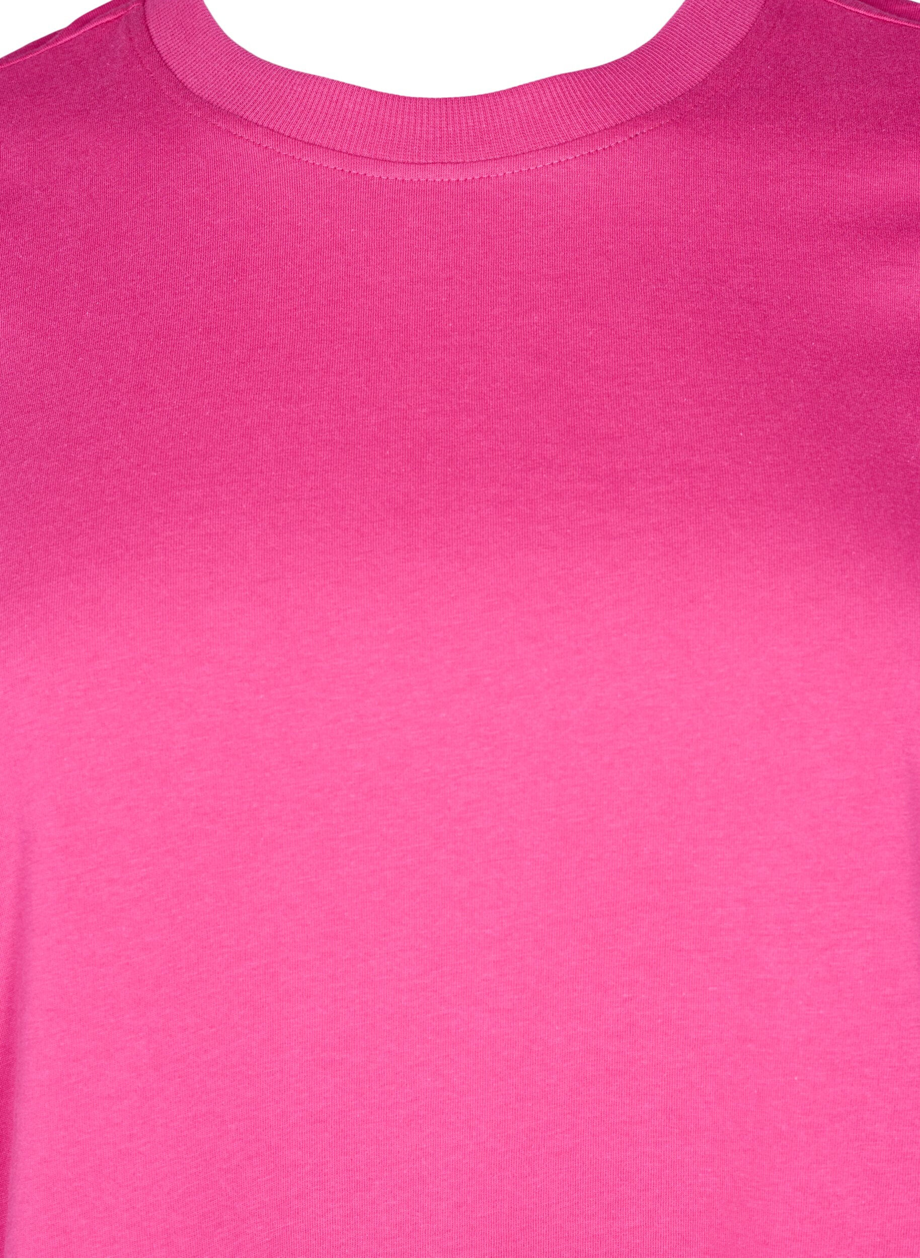 ZizziBasic T-skjorte i bomull med rund hals, Rosa, Packshot image number 2