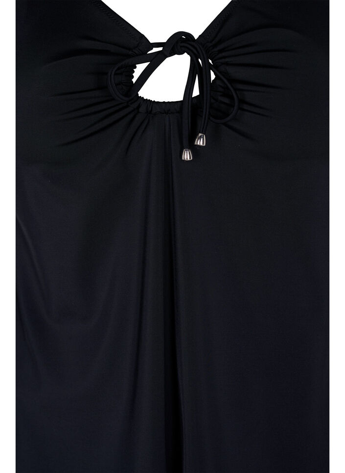 Ensfarget tankini med snøredetaljer, Black, Packshot image number 2