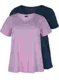 Basis T-skjorter i bomull 2 stk., Paisley Purple/Navy