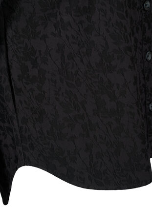 Skjortejakke i viskose med tone-i-tone-mønster, Black, Packshot image number 3