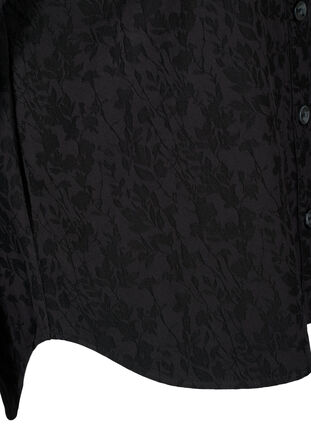 Zizzi Skjortejakke i viskose med tone-i-tone-mønster, Black, Packshot image number 3