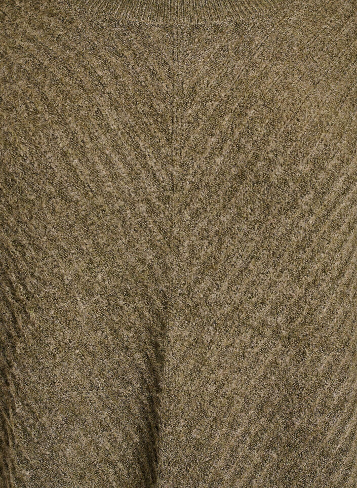 Strikkebluse med V-formet ribbemønster og splitter, Grønn, Packshot image number 2