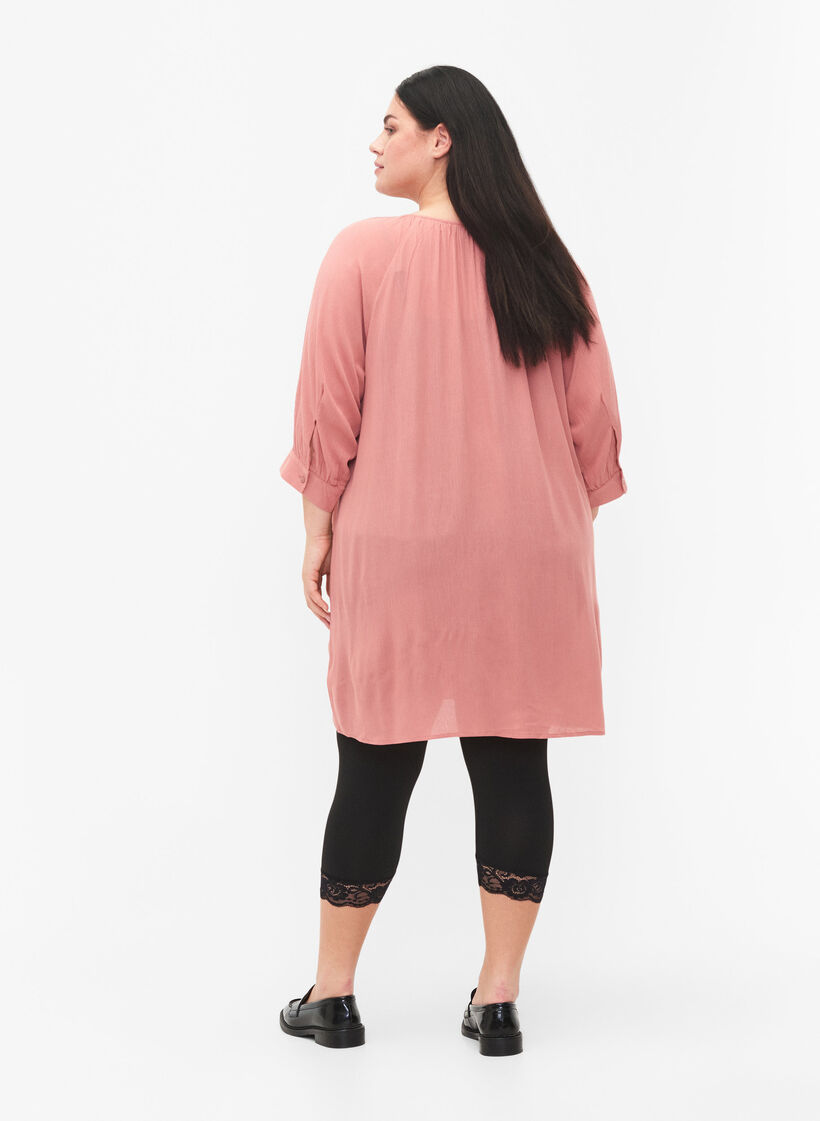 Leggings med 3/4-lengde og blondekant, 2 stk., Black / Black, Model image number 1