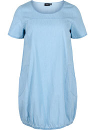 Kortermet denimkjole med lommer, Light blue denim
