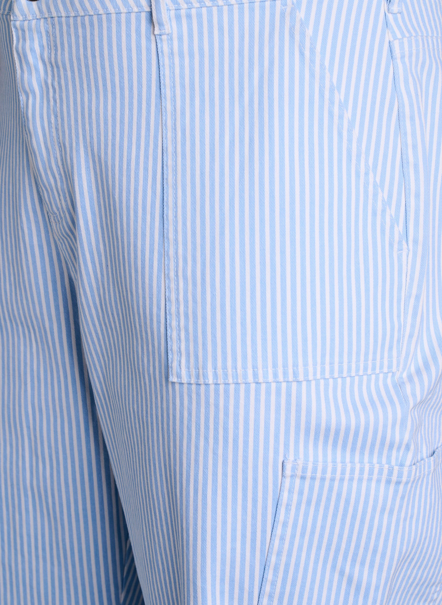 Zizzi Stripete cargojeans med h&oslash;y midje, Bl&aring;, Packshot image number 2