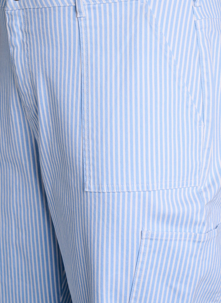 Stripete cargojeans med høy midje, Blå, Packshot image number 2