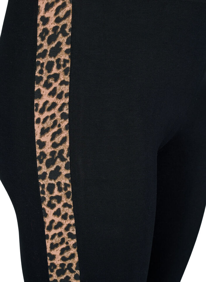 Viscose leggings med leopardprint stripe, Black W. Leo, Packshot image number 2