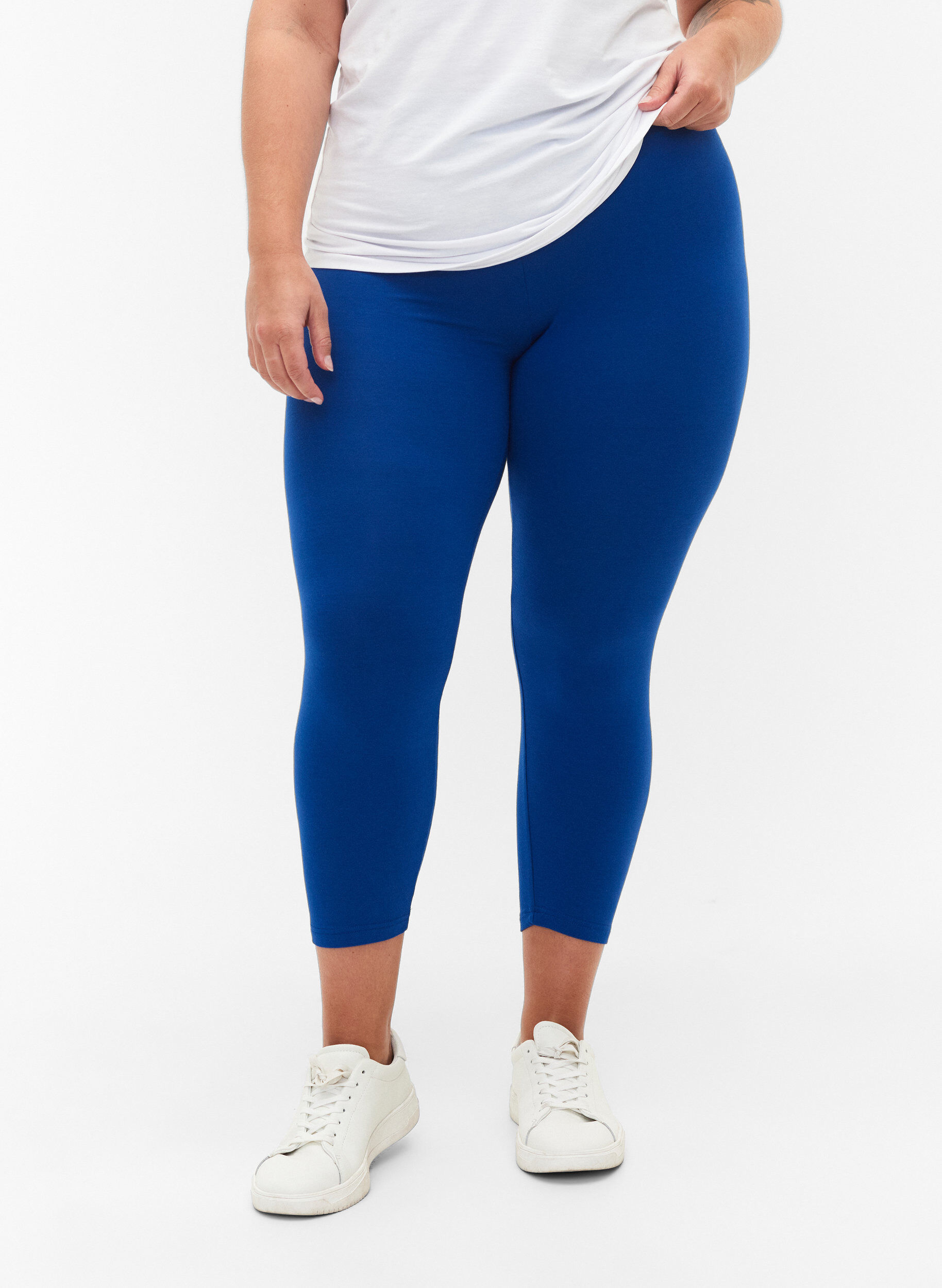 Zizzi Basisleggings i viskose med 3/4-lengde, Bl&aring;, Model image number 0