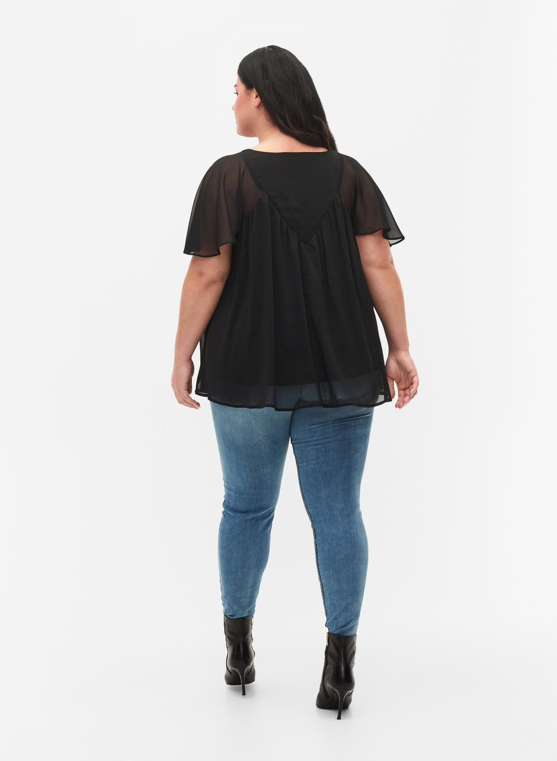 Zizzi Jeggings med splitt, Blue denim, Model image number 1