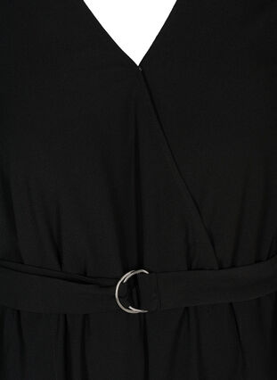 Kortermet kjole med v-hals, Black, Packshot image number 2