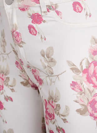 Zizzi Supersmal Amy jeans med blomstertrykk, Vanilje, Packshot image number 2